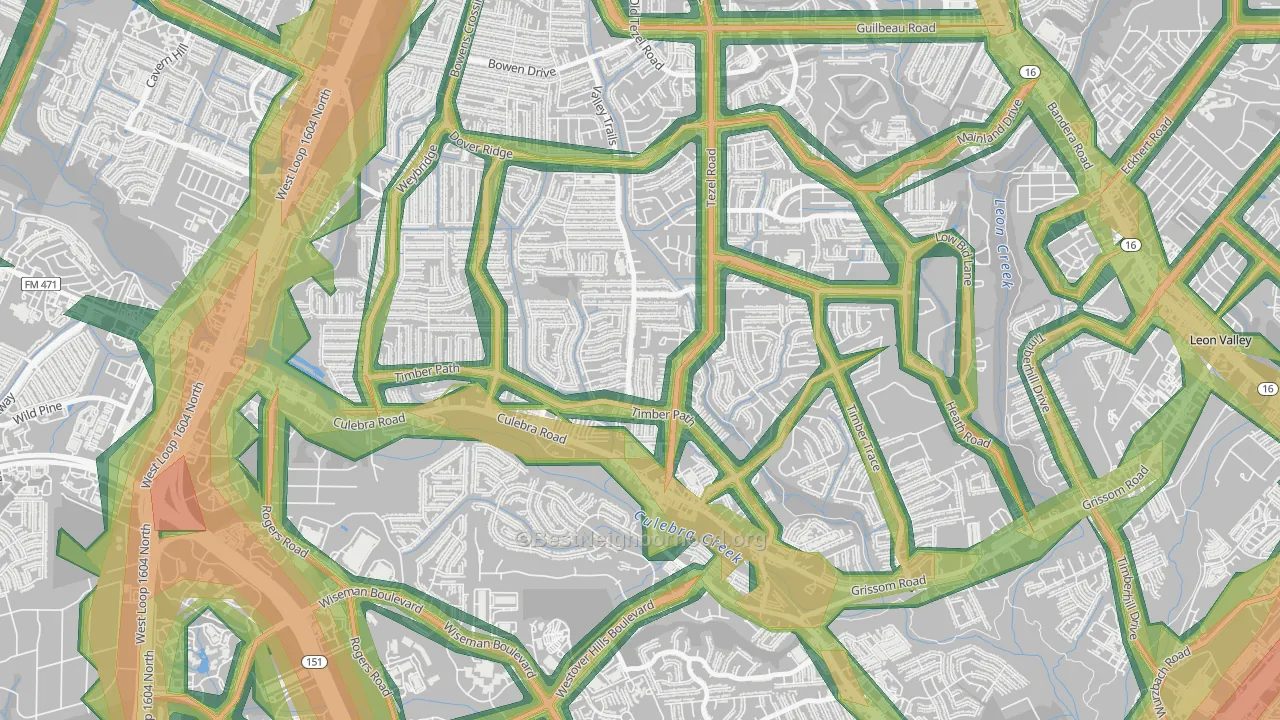 Great Northwest, San Antonio, TX Map of Noise Levels in Great Northwest