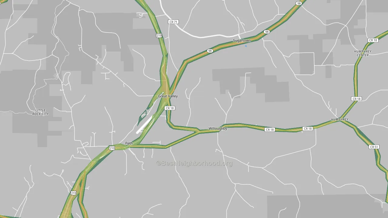 Great Valley, NY Map of Noise Levels in Great Valley