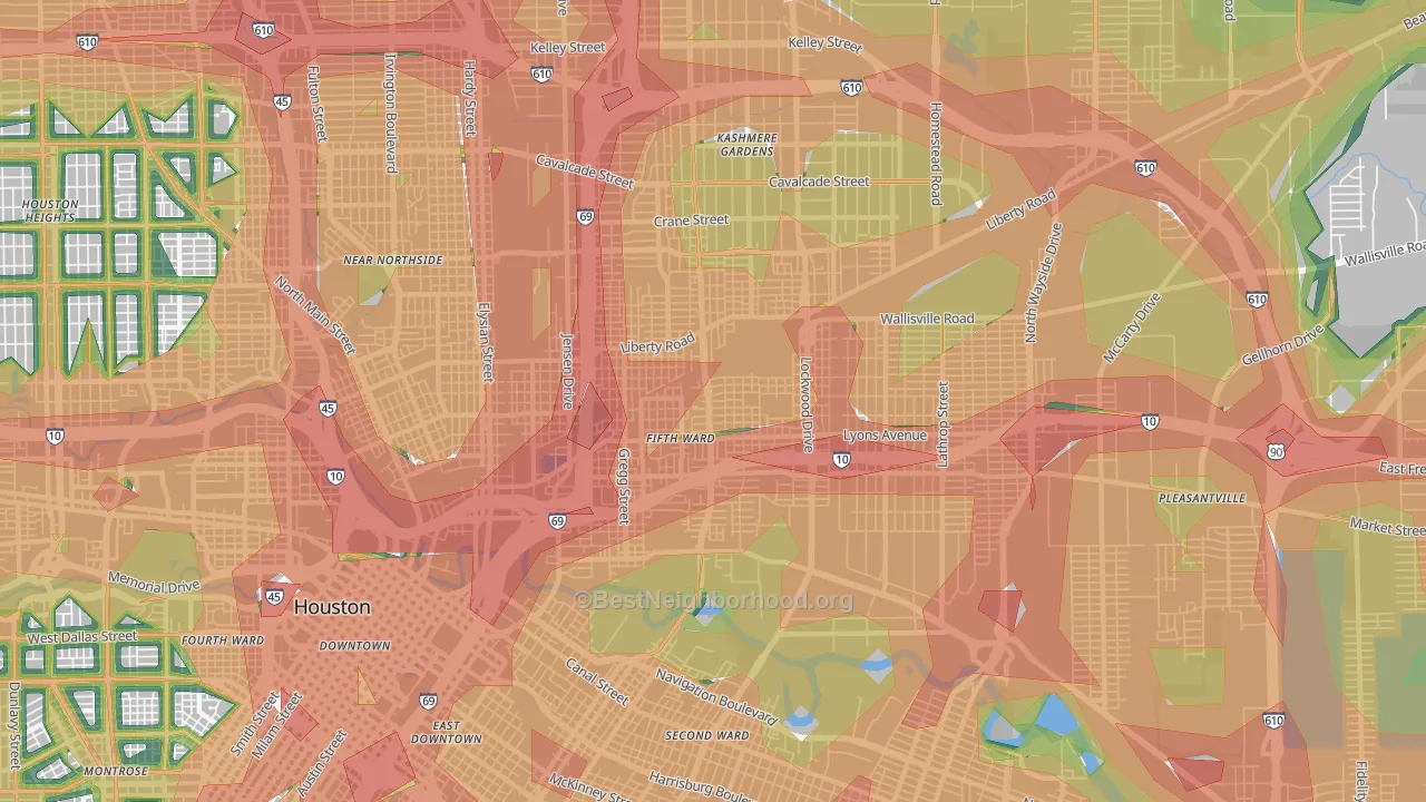 Greater Fifth Ward, Houston, TX Map of Noise Levels in Greater Fifth Ward
