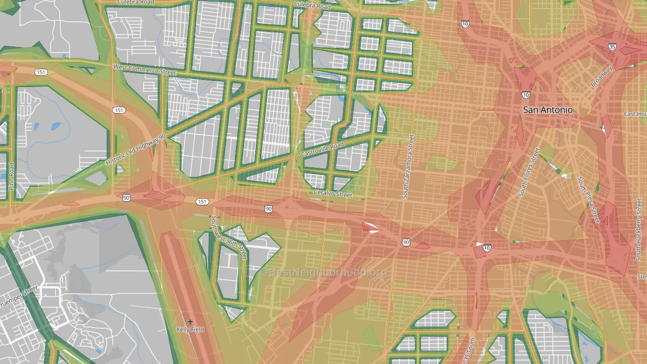 Greater Gardendale, San Antonio, TX Map of Noise Levels in Greater Gardendale
