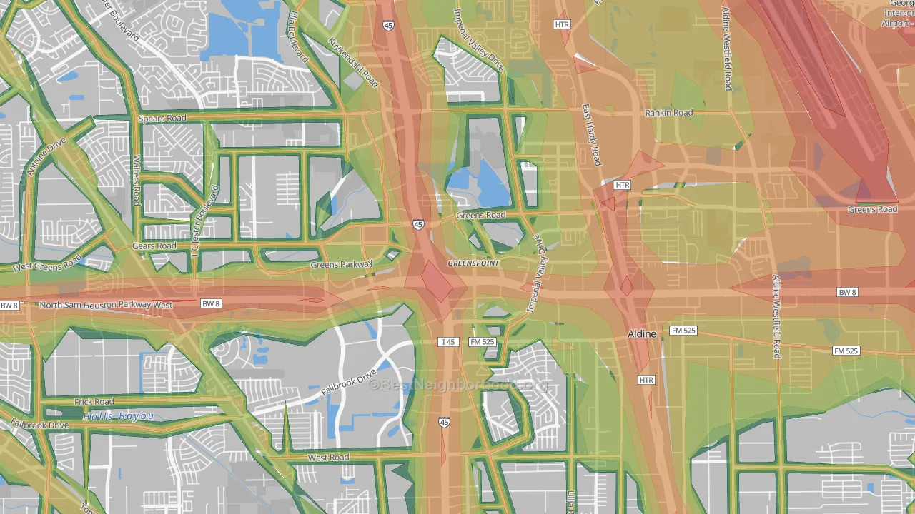 Greater Greenspoint, Houston, TX Map of Noise Levels in Greater Greenspoint
