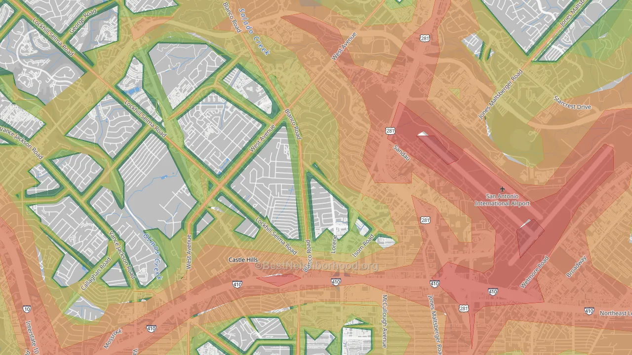 Greater Harmony Hills, San Antonio, TX Map of Noise Levels in Greater Harmony Hills