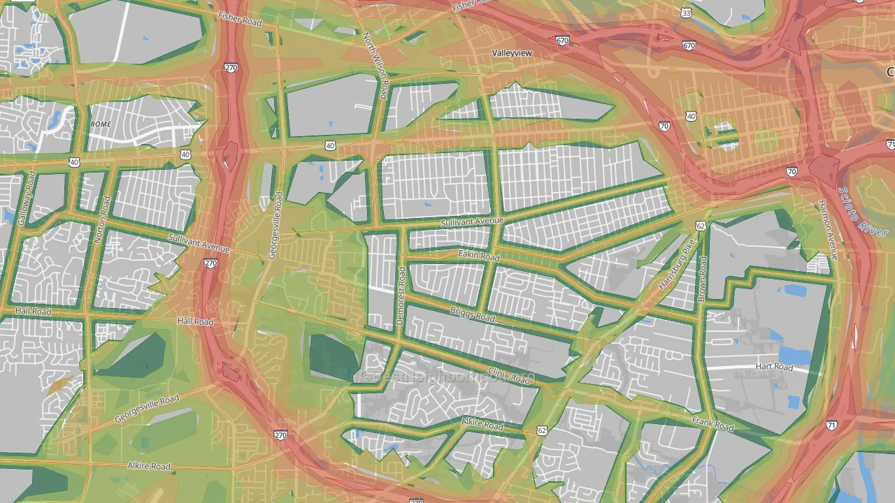 Greater Hilltop, Columbus, OH Map of Noise Levels in Greater Hilltop