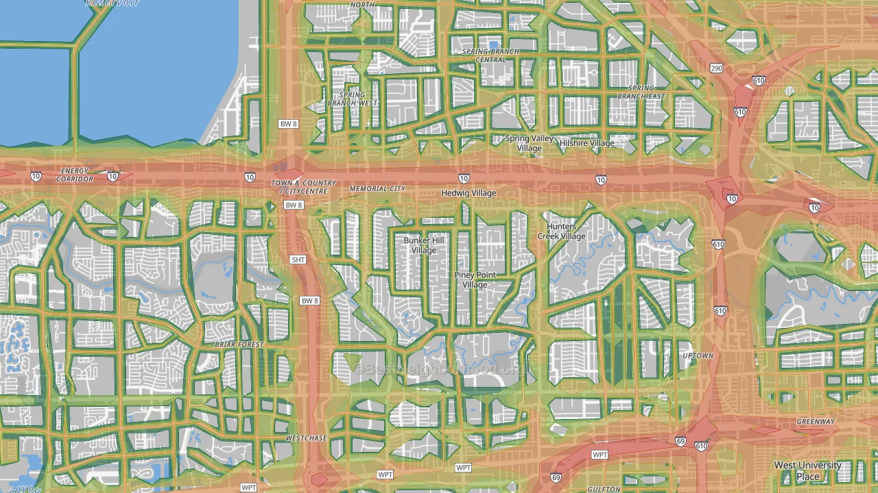 Greater Memorial, Houston, TX Map of Noise Levels in Greater Memorial