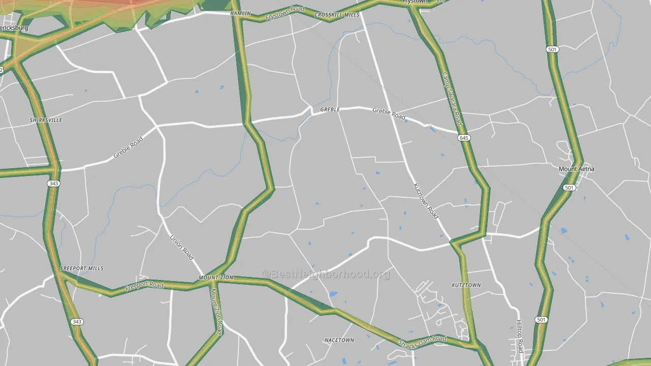 Greble, PA Map of Noise Levels in Greble