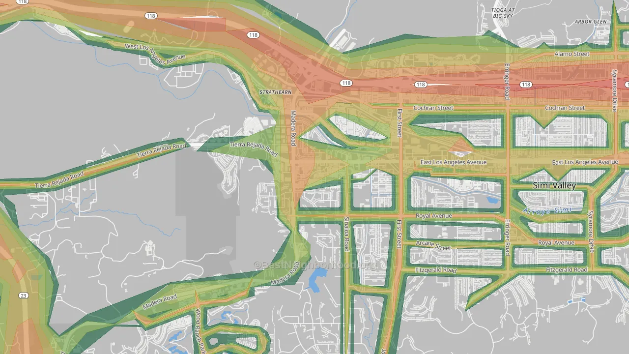 Greek Track, Simi Valley, CA Map of Noise Levels in Greek Track