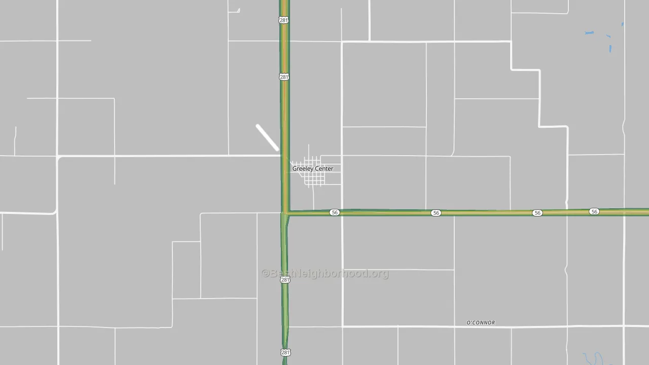 Greeley Center, NE Map of Noise Levels in Greeley Center