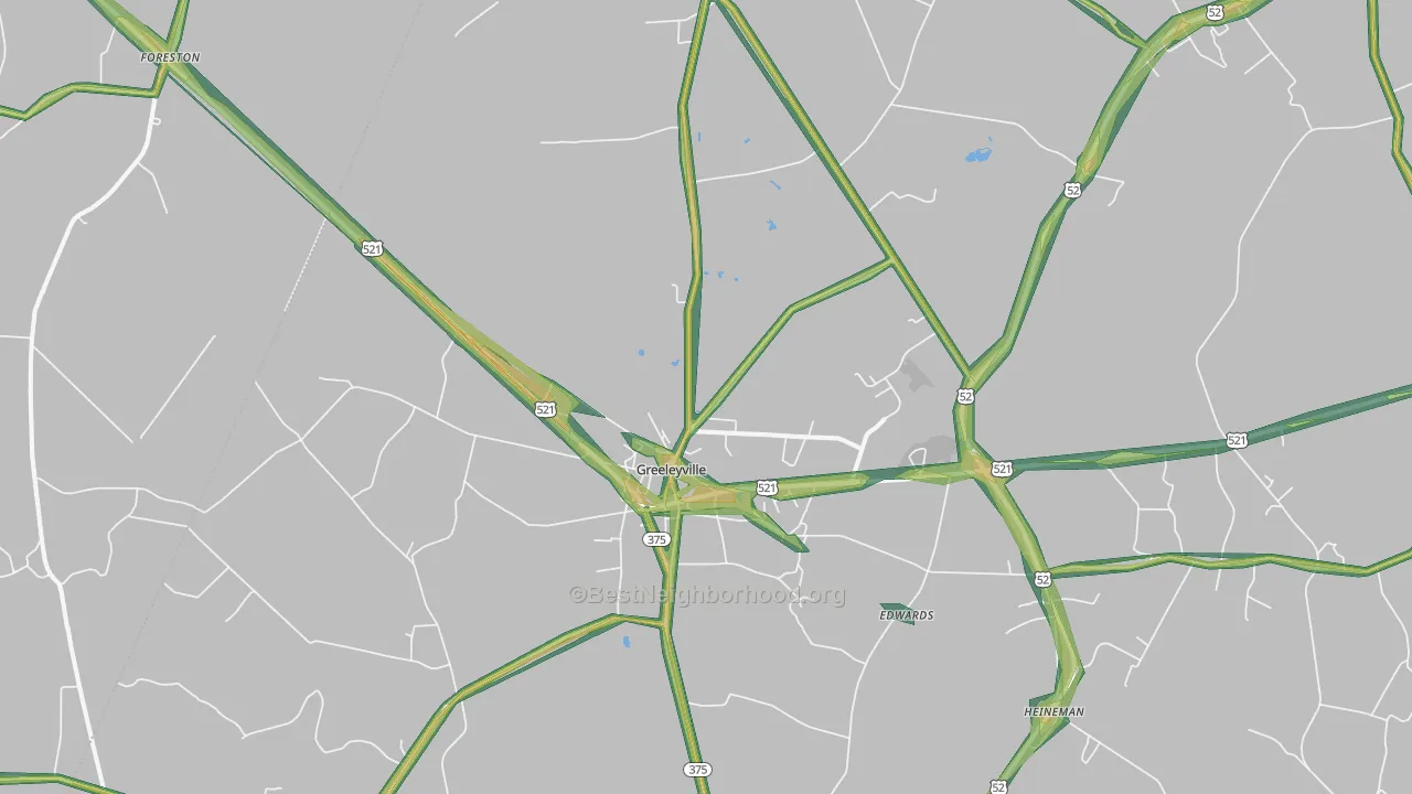 Greeleyville, SC Map of Noise Levels in Greeleyville