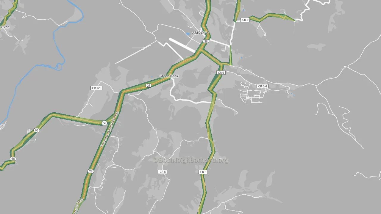 Green Bank, WV Map of Noise Levels in Green Bank