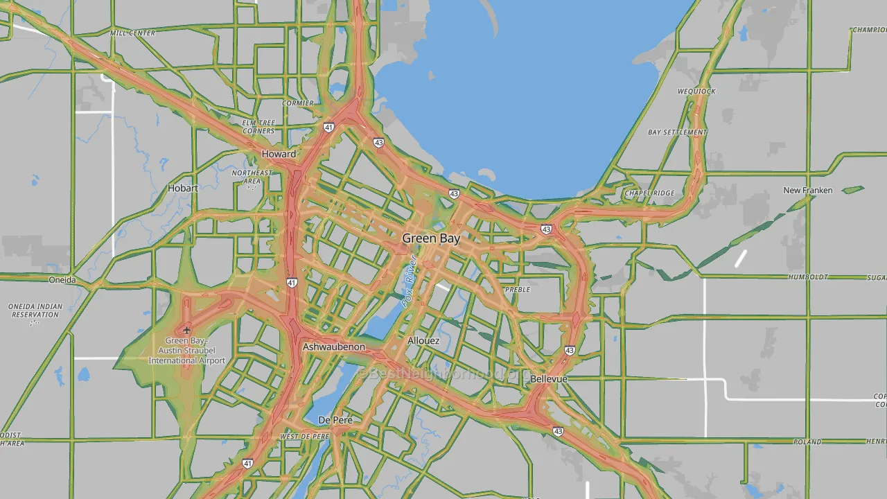 Green Bay, WI Map of Noise Levels in Green Bay