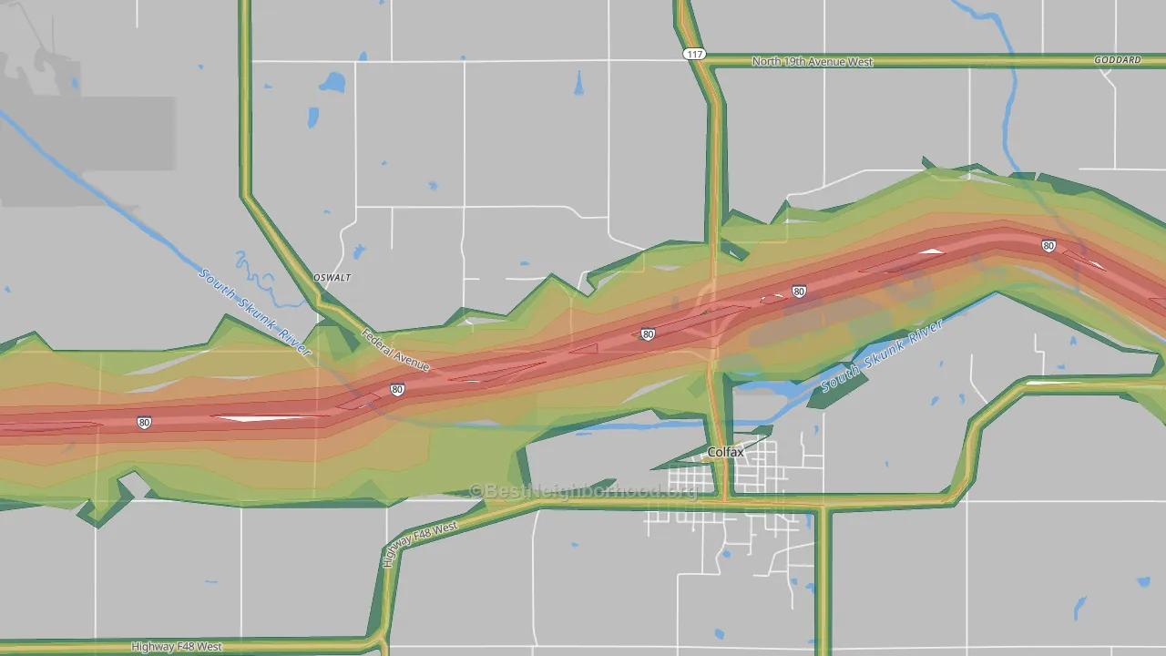 Green Castle, IA Map of Noise Levels in Green Castle