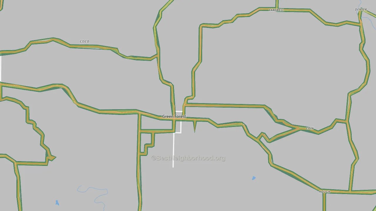 Green Forest, AR Map of Noise Levels in Green Forest