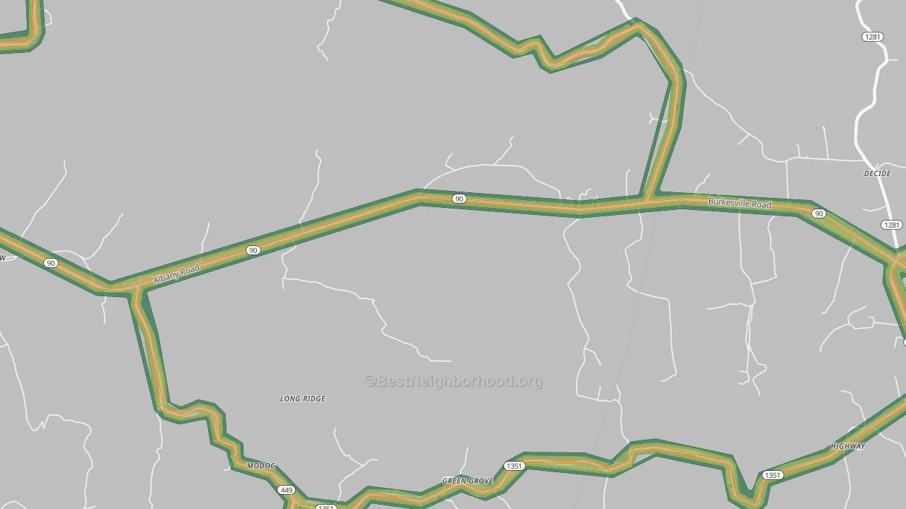 Green Grove, KY Map of Noise Levels in Green Grove