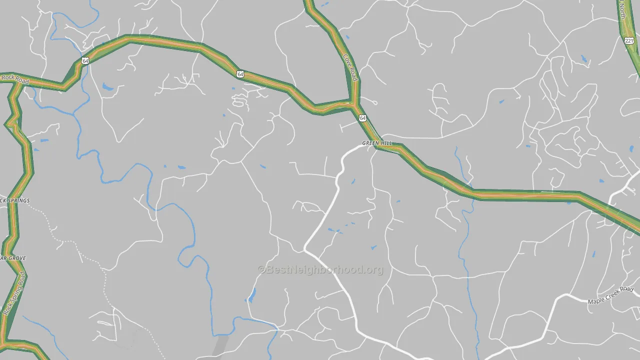 Green Hill, NC Map of Noise Levels in Green Hill