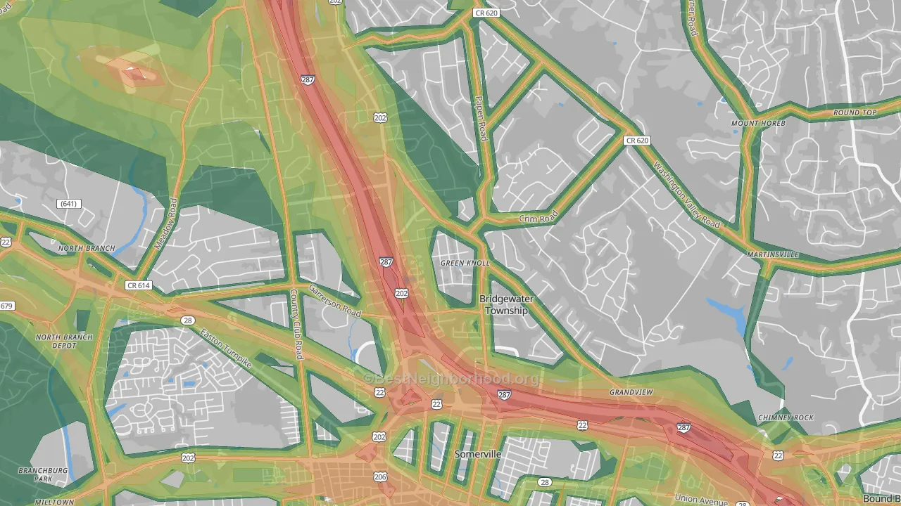 Green Knoll, NJ Map of Noise Levels in Green Knoll
