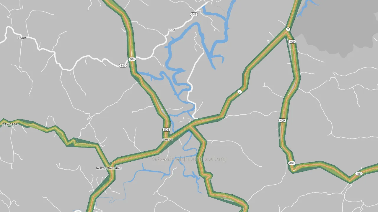 Green, KY Map of Noise Levels in Green