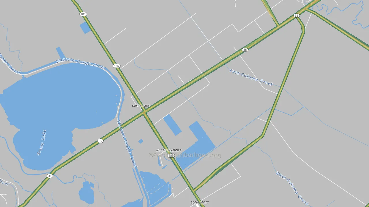 Green Lake, TX Map of Noise Levels in Green Lake