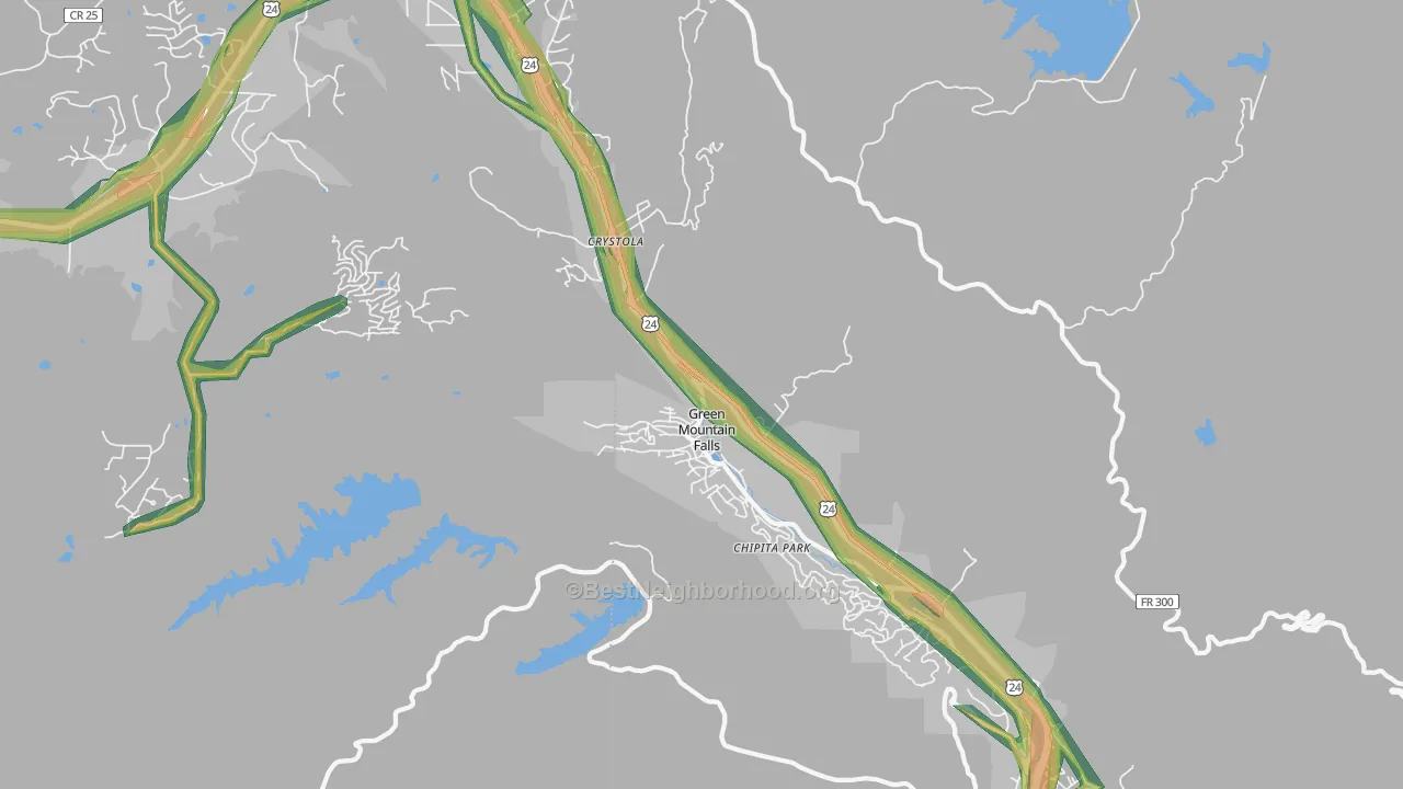 Green Mountain Falls, CO Map of Noise Levels in Green Mountain Falls