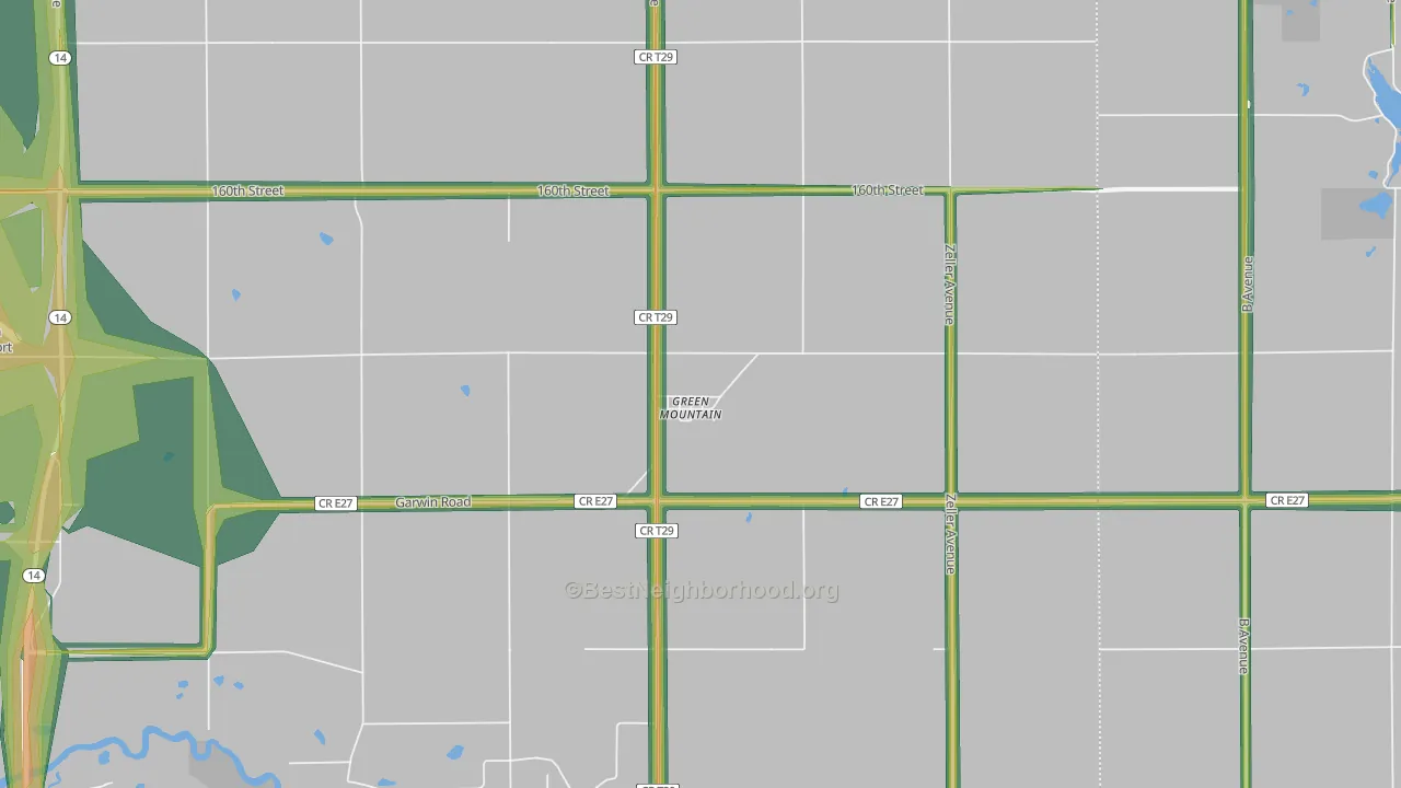 Green Mountain, IA Map of Noise Levels in Green Mountain
