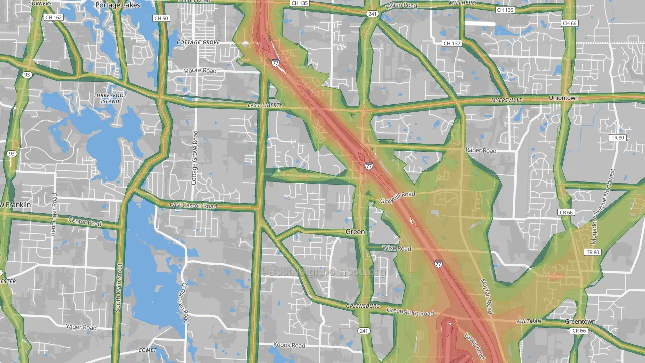 Green, OH Map of Noise Levels in Green