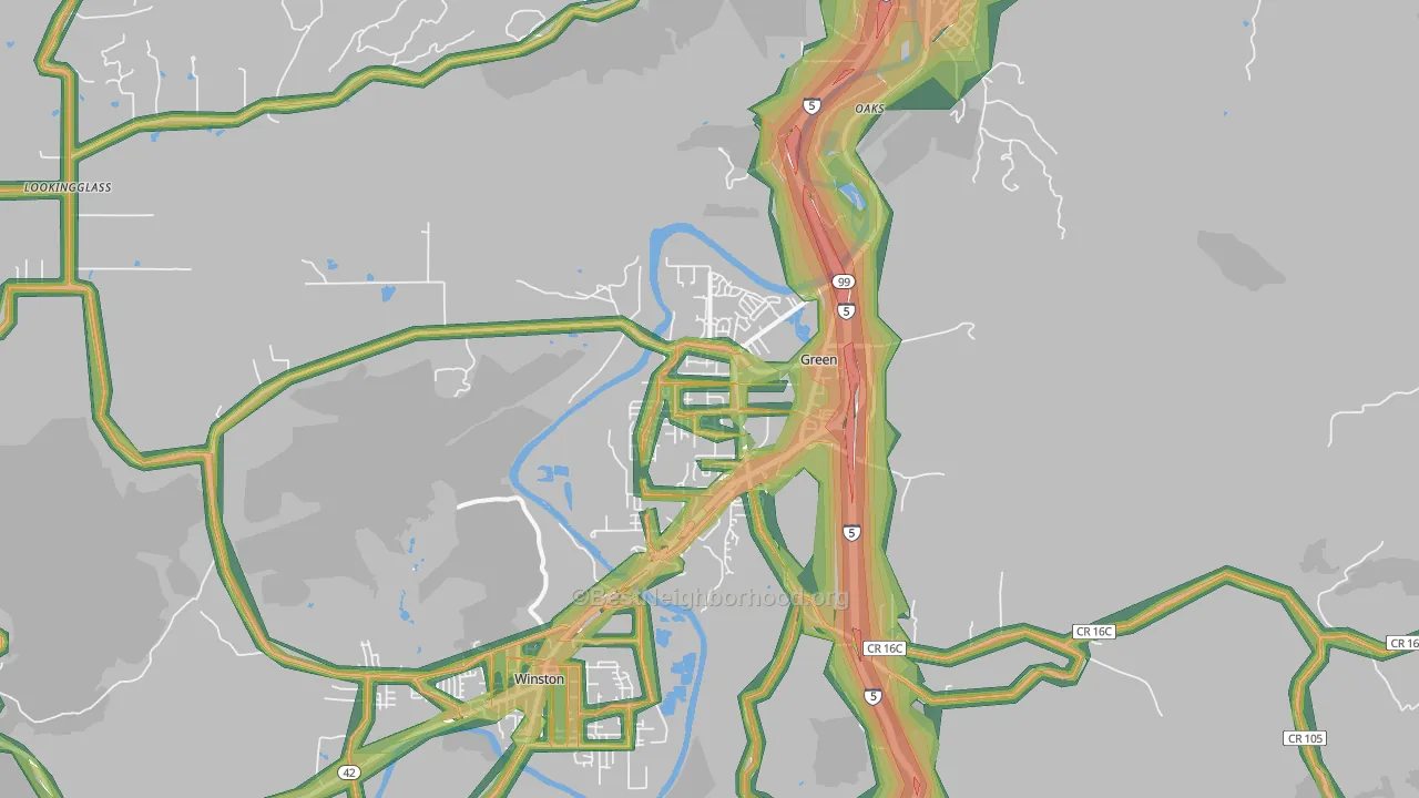 Green, OR Map of Noise Levels in Green
