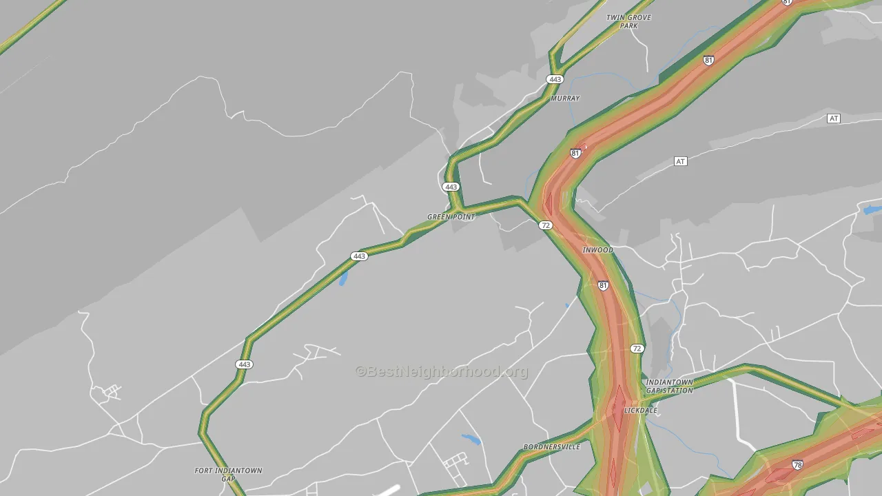Green Point, PA Map of Noise Levels in Green Point