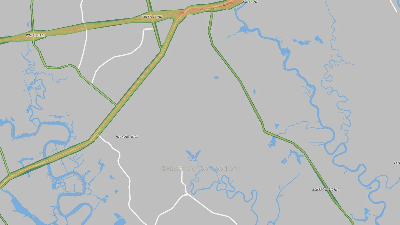 Green Pond, SC Map of Noise Levels in Green Pond