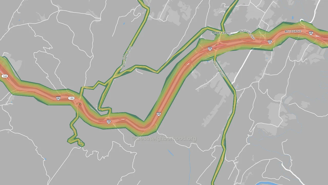 Green Ridge, MD Map of Noise Levels in Green Ridge
