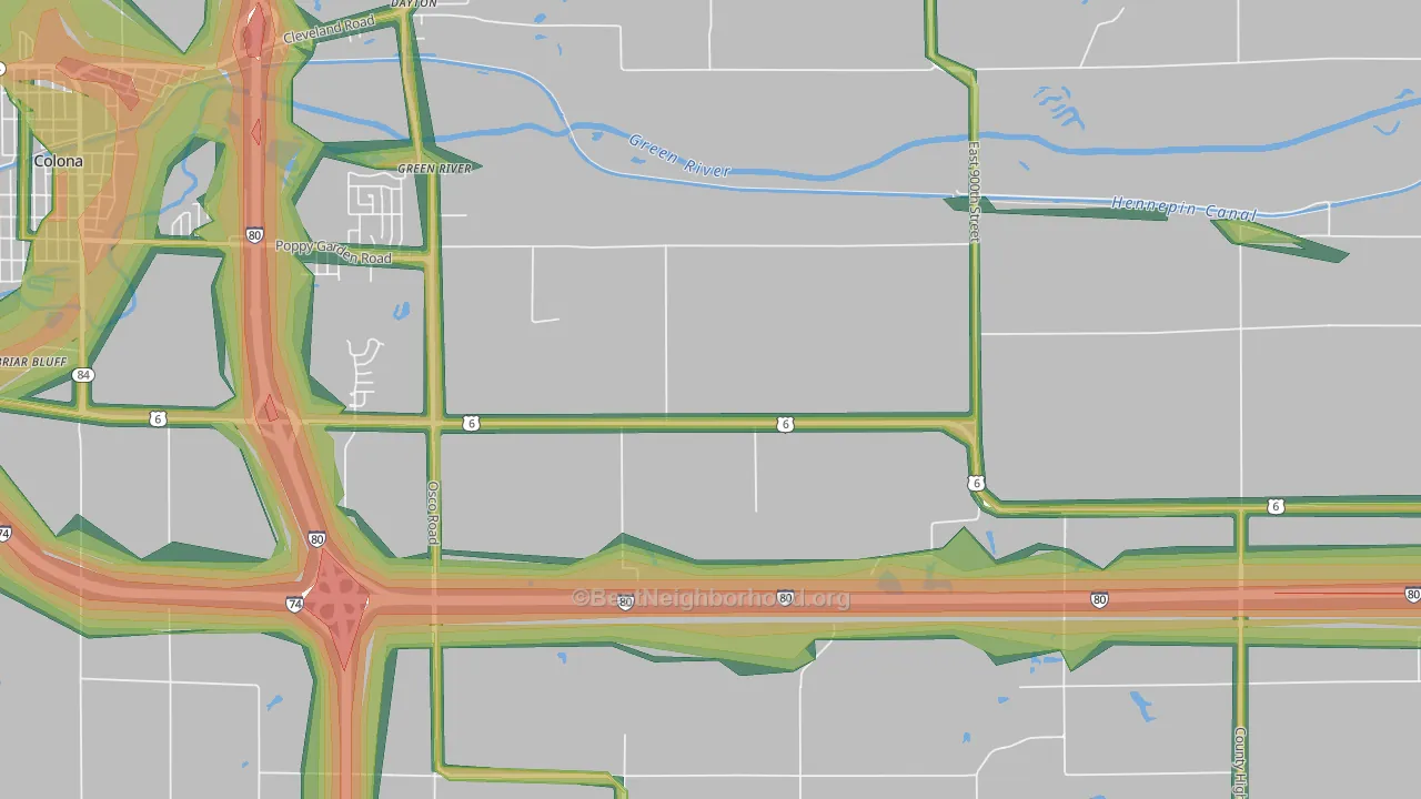 Green River, IL Map of Noise Levels in Green River