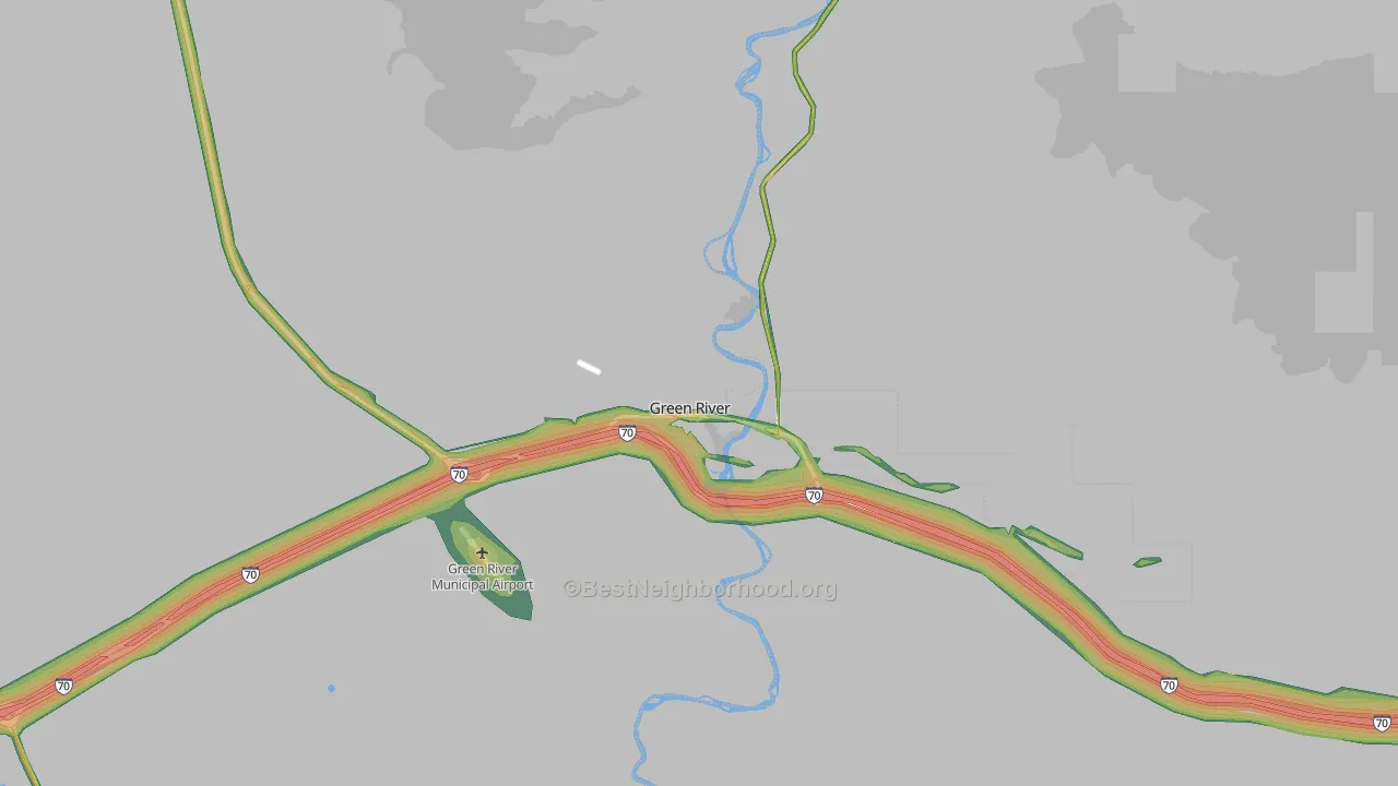 Green River, UT Map of Noise Levels in Green River