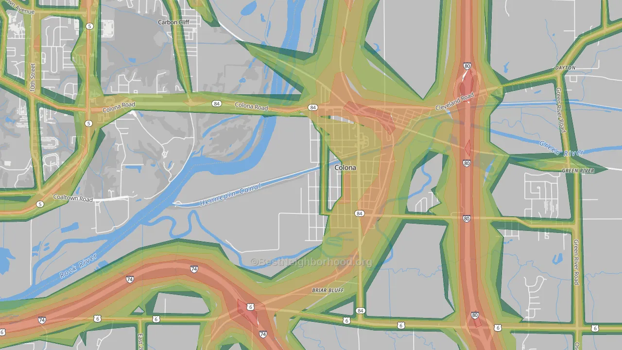 Green Rock, IL Map of Noise Levels in Green Rock
