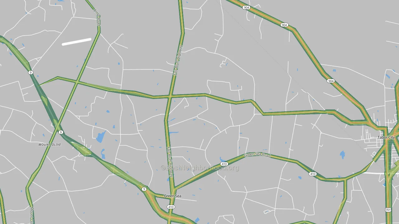 Green Sea, SC Map of Noise Levels in Green Sea