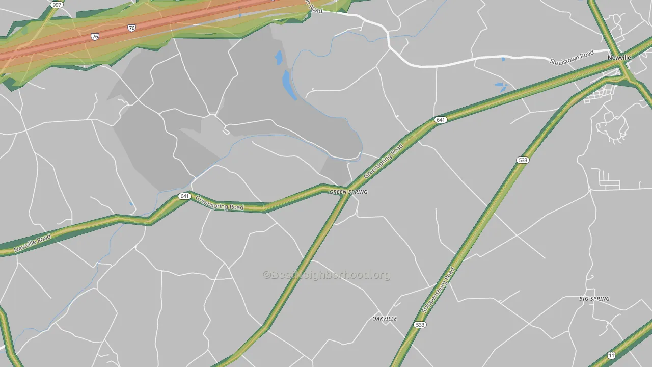 Green Spring, PA Map of Noise Levels in Green Spring