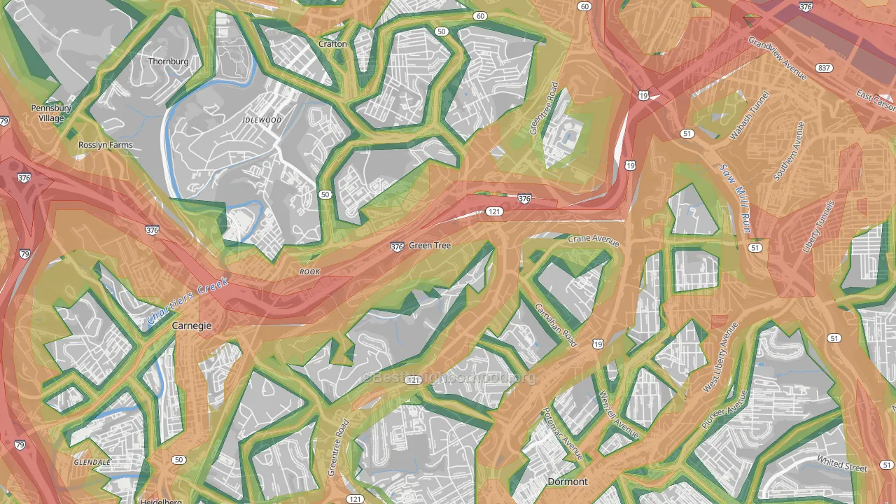 Green Tree, PA Map of Noise Levels in Green Tree
