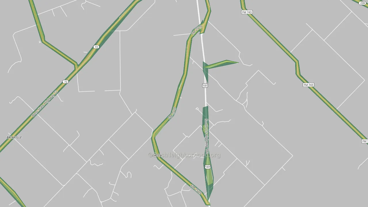 Green, TX Map of Noise Levels in Green