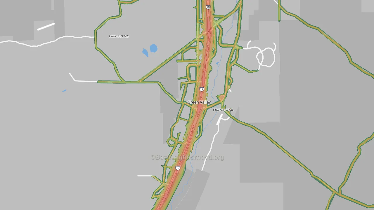 Green Valley, AZ Map of Noise Levels in Green Valley