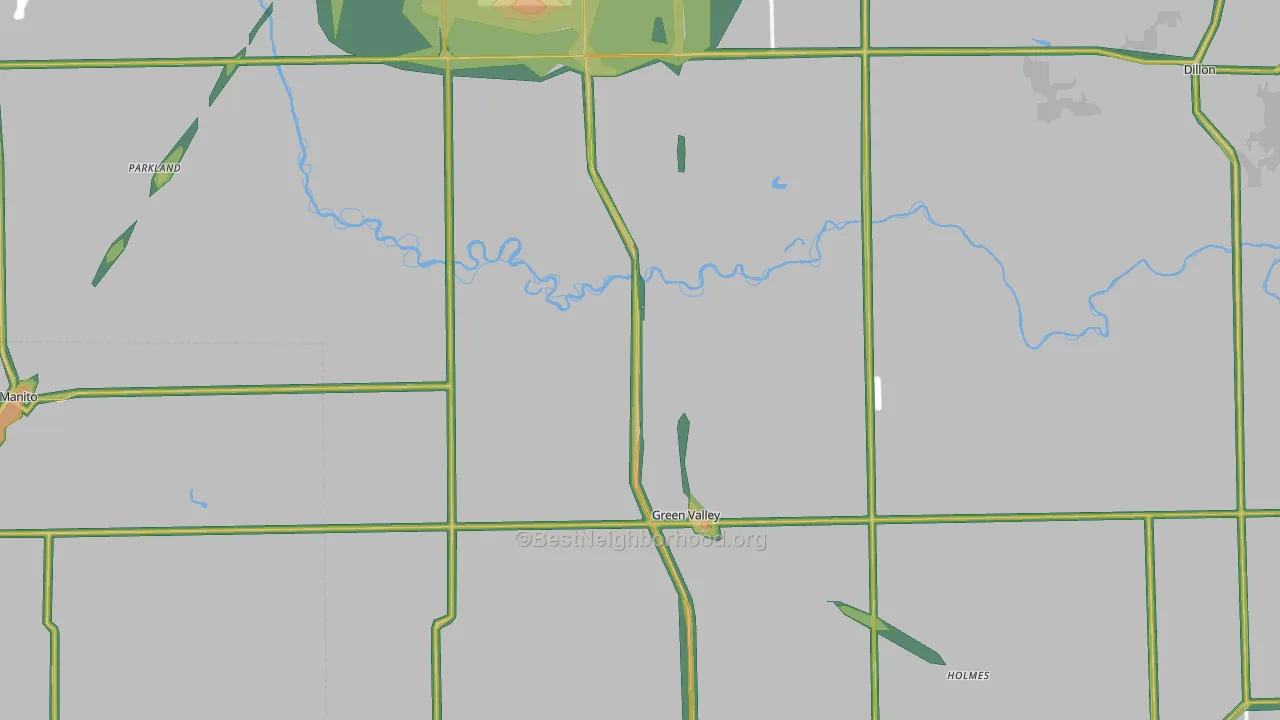 Green Valley, IL Map of Noise Levels in Green Valley
