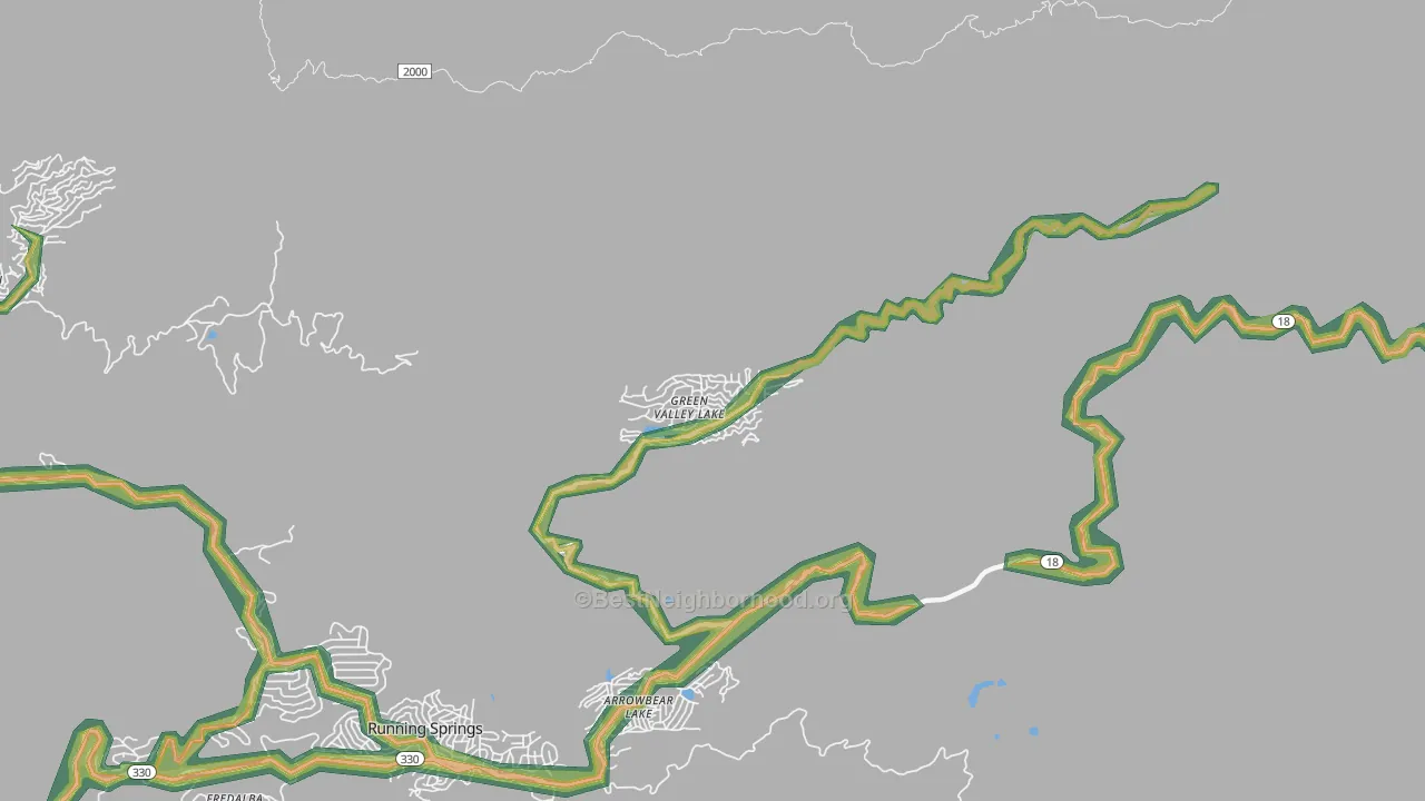 Green Valley Lake, CA Map of Noise Levels in Green Valley Lake