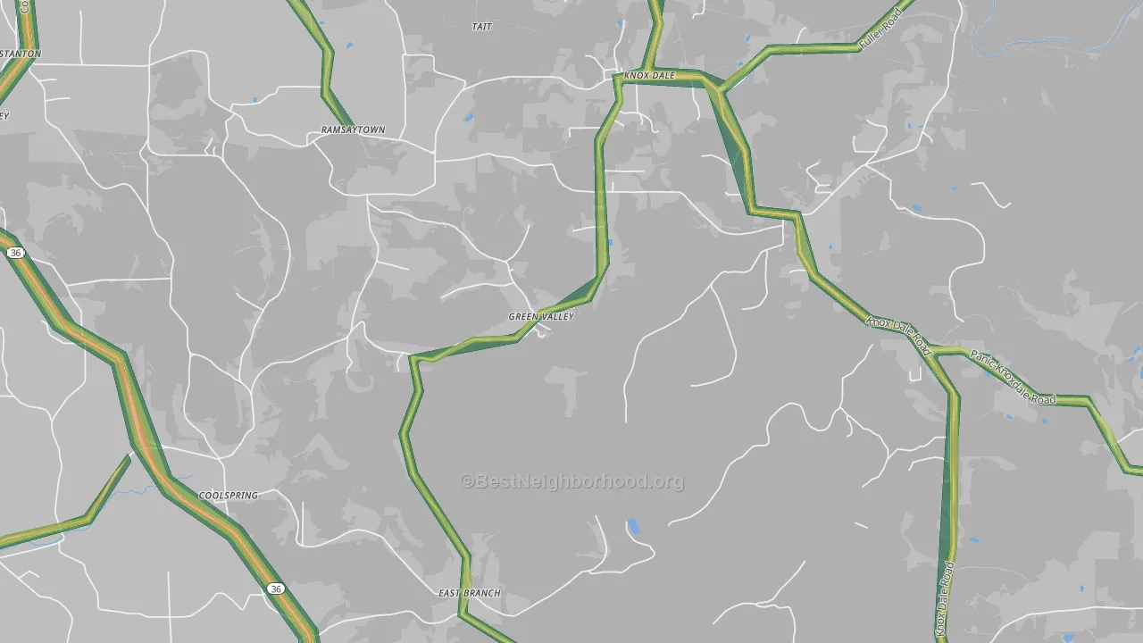 Green Valley, PA Map of Noise Levels in Green Valley
