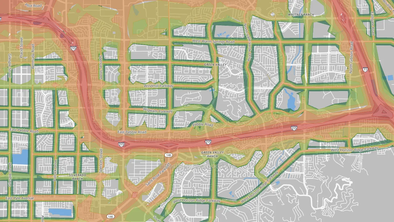 Green Valley South, Henderson, NV Map of Noise Levels in Green Valley South