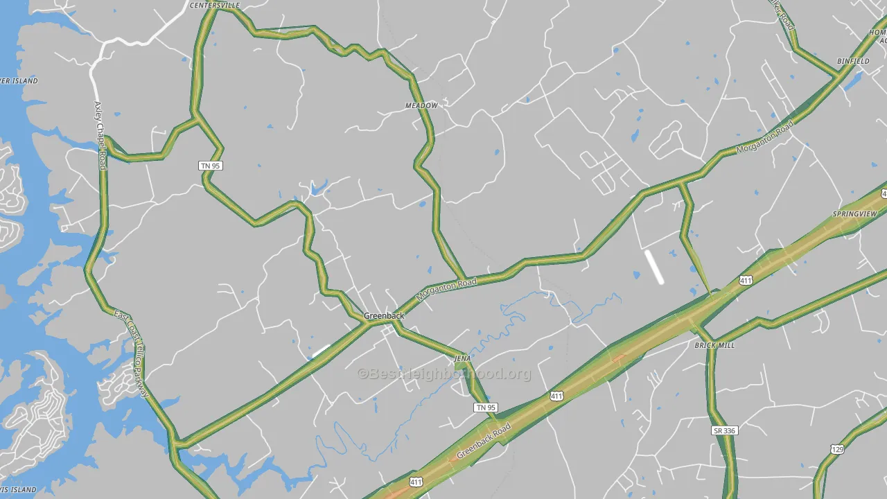 Greenback, TN Map of Noise Levels in Greenback