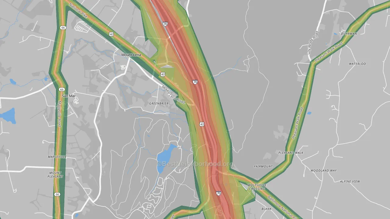 Greenbrier, MD Map of Noise Levels in Greenbrier