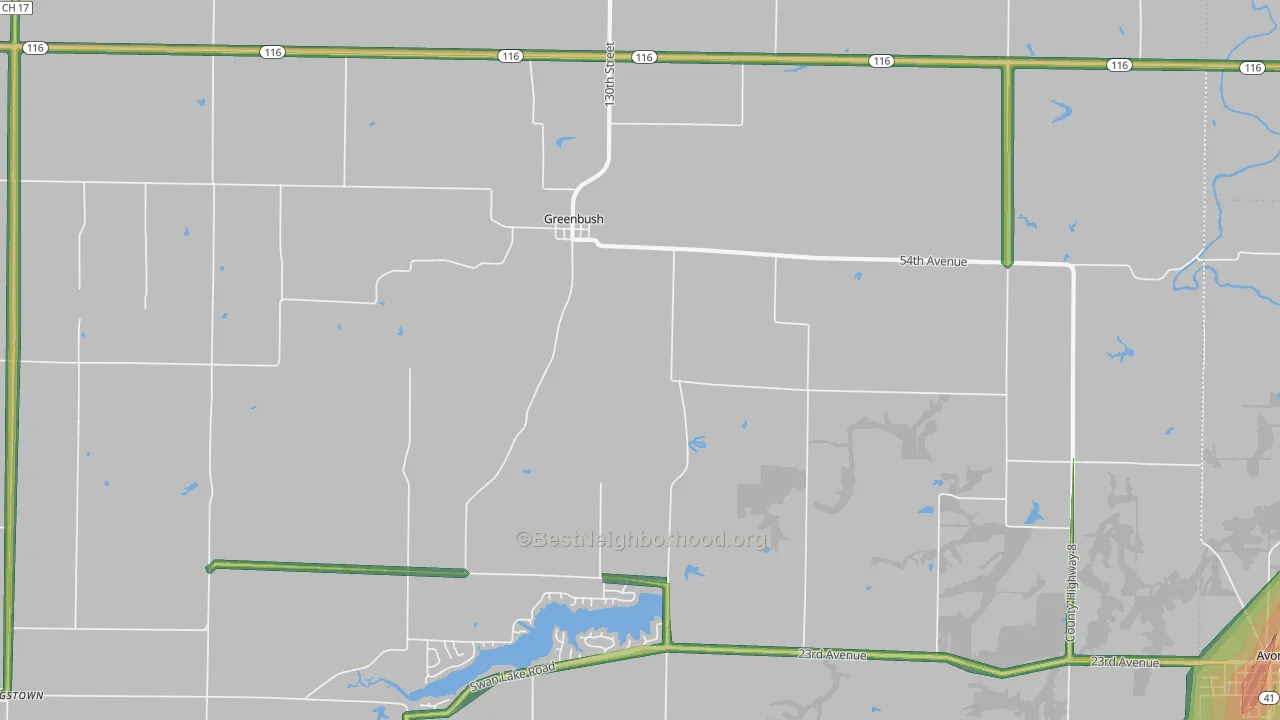 Greenbush, IL Map of Noise Levels in Greenbush