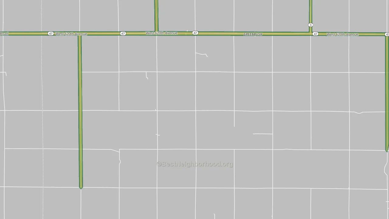 Greenbush, KS Map of Noise Levels in Greenbush