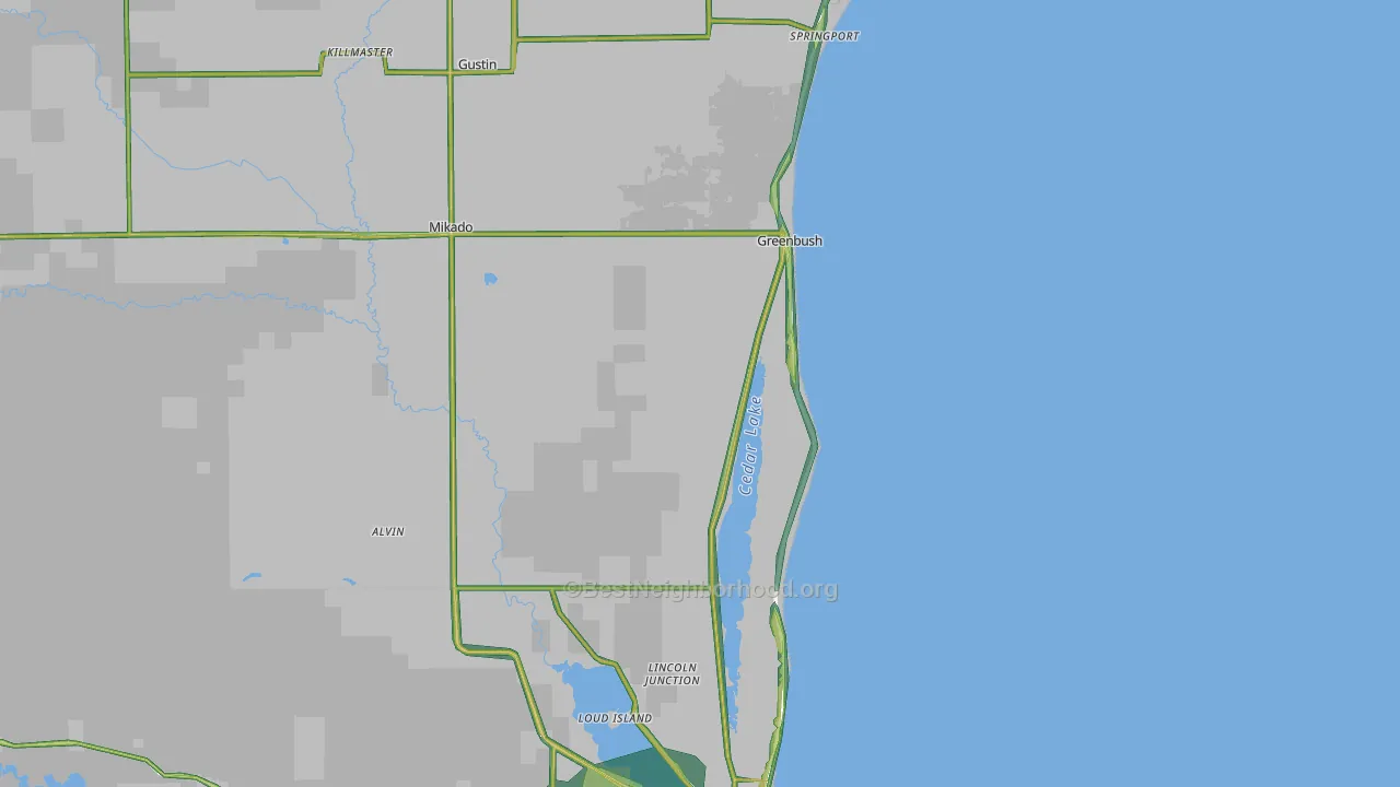 Greenbush, MI Map of Noise Levels in Greenbush