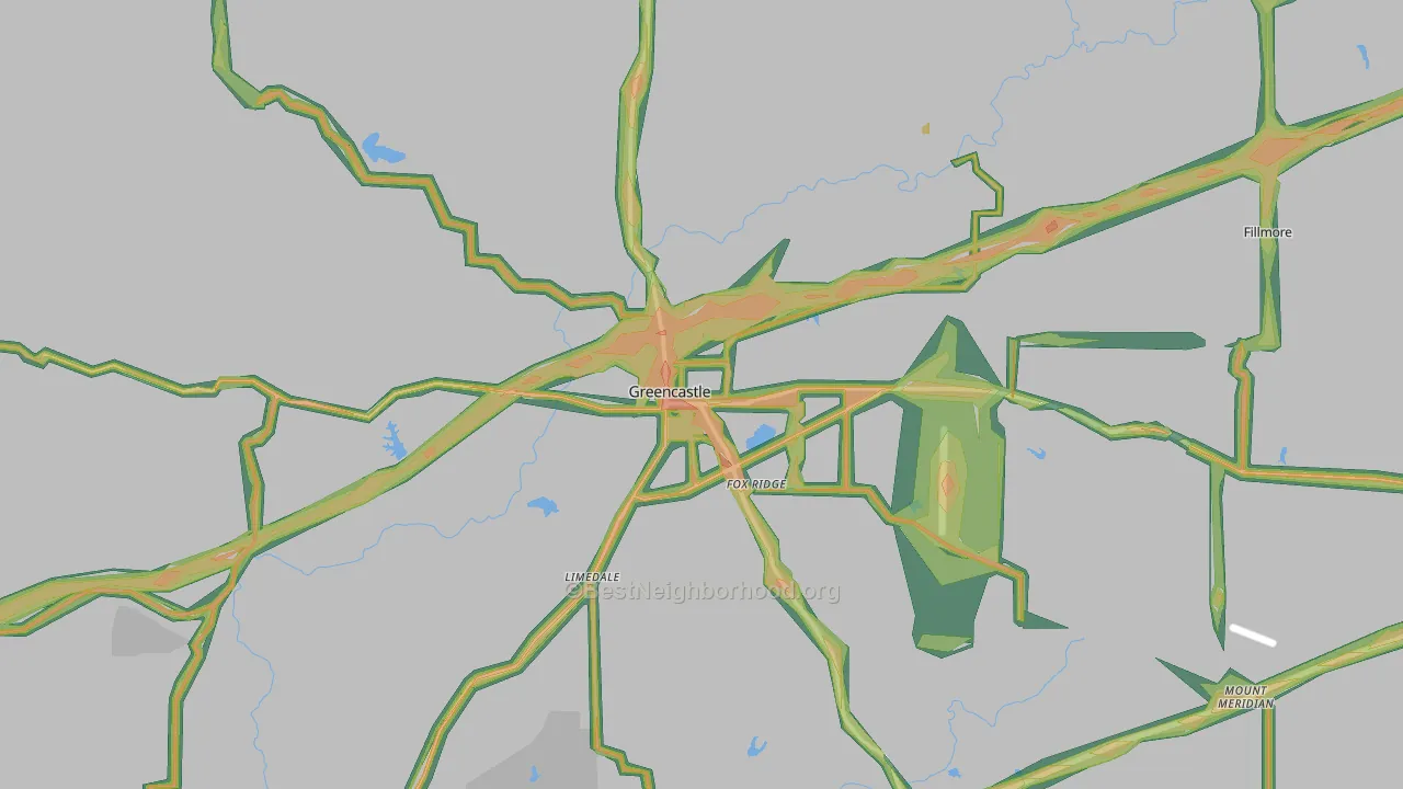 Greencastle, IN Map of Noise Levels in Greencastle