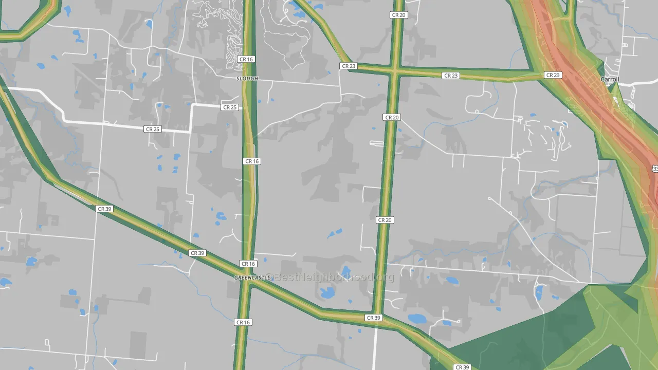 Greencastle, OH Map of Noise Levels in Greencastle