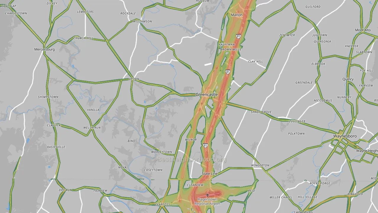 Greencastle, PA Map of Noise Levels in Greencastle