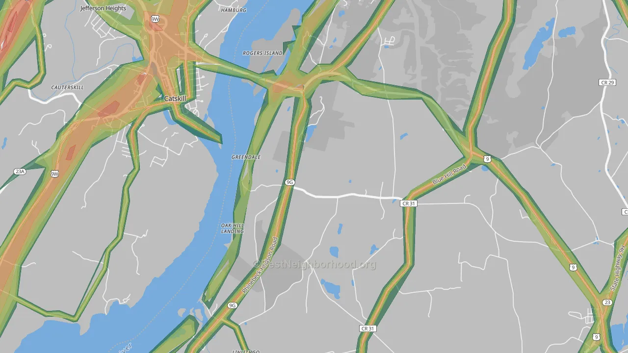 Greendale, NY Map of Noise Levels in Greendale