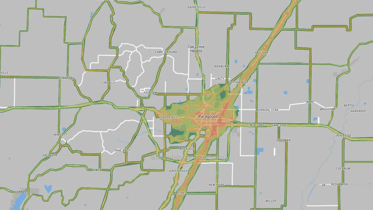 Greene County, AR Map of Noise Levels in Greene County